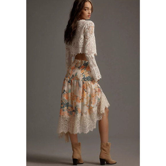 NEW Anthropologie Floral Lace A-Line Skirt - Medium - Picture 5 of 8